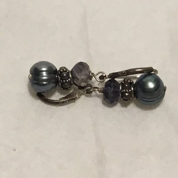 Vintage & gorgeous sterling silver Tahitian pearl clip on earrings - Picture 15 of 15